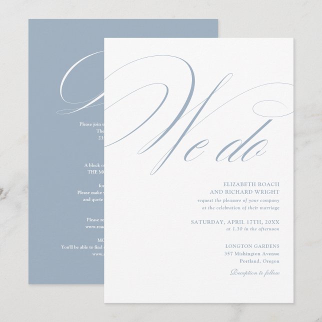 Convites Nós Fazemos Elegante Script Tudo Em Um Casamento A (Frente/Verso)