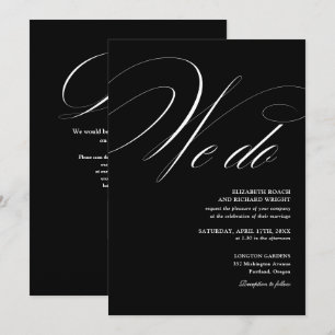 Convites Nós Fazemos QR Code Elegante Preto e Branco Casame