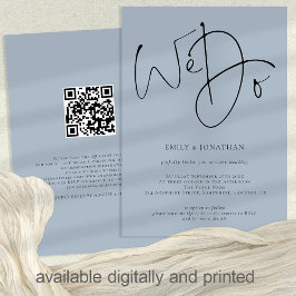 Convites Nós Fazemos Script Dusty Blue Código QR Casamento