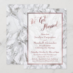 Convites Nós Ficamos Casados Escritura de Ouro Rosa Mármore