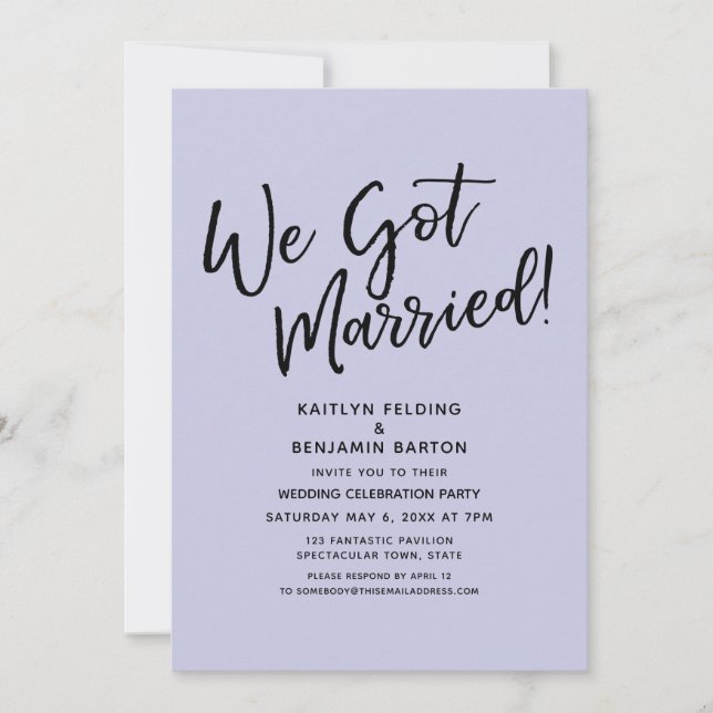 Convites Nós Ficamos Casados! Recepção Casual Simples Lavan (Frente)