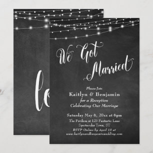 Convites Nós Ficamos Casados Tipografia Quadro Negro Luzes 