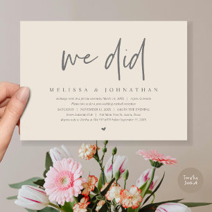 Convites Nós Fizemos, Festa de Elopamento de Casamento, Min