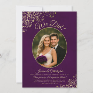 Convites Nós Fizemos! Recepção de Casamento Roxo Ameixa Ond