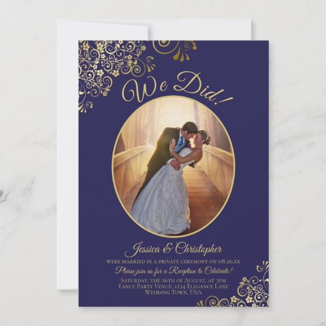 Convites Nós Fizemos! Renda Dourada em Recepção de Casament (Frente)
