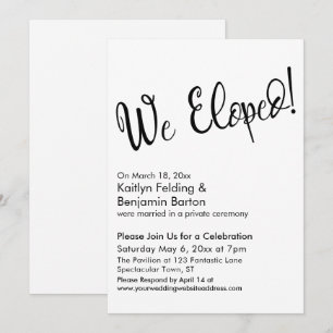 Convites Nós Fugimos! Celebração Pós-Casamento com Letra Ca