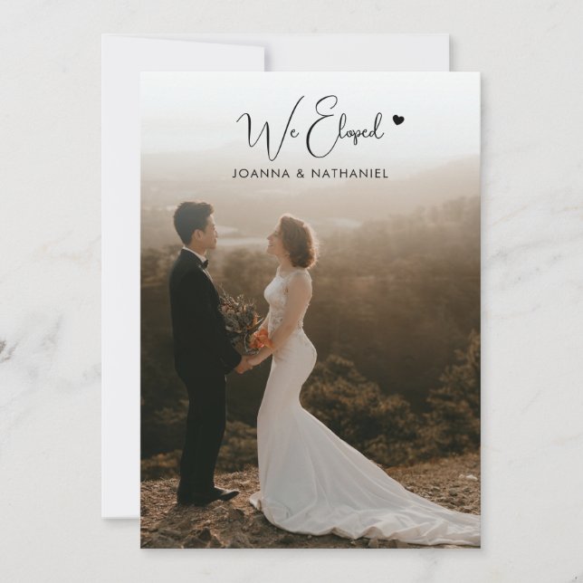 Convites Nós Fugimos Recepção Somente Foto de Casamento Sim (Frente)