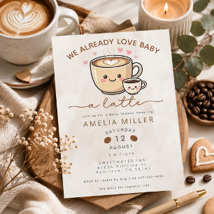 Convites 'Nós Já Amamos o Bebê Muito' Café Chás de Bebê