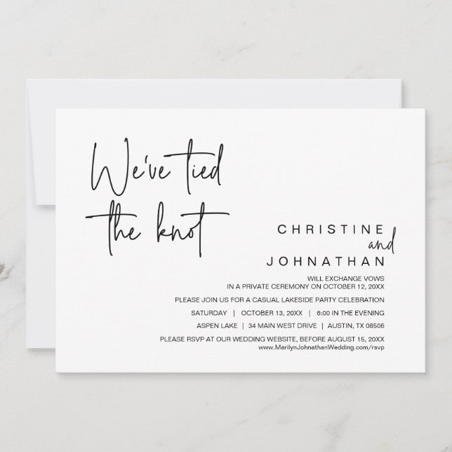 Convites Nós ligamos o nó, o partido de elogio de casamento (Frente)