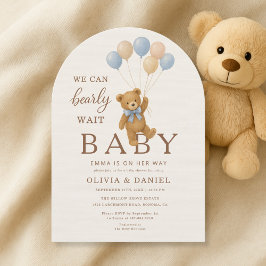 Convites Nós Mal Podemos Esperar Bebê Menino Urso Casal Chá
