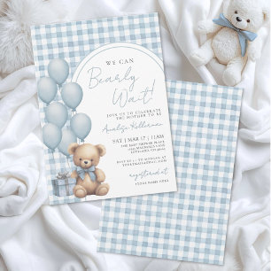 Convites Nós Mal Podemos Esperar Boy Blue Bear Chás de Bebê