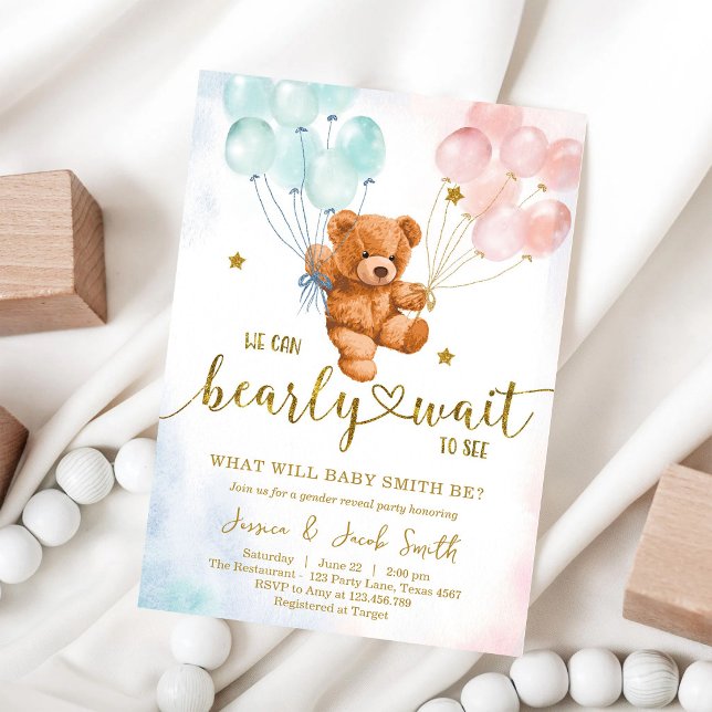 Convites Nós Mal Podemos Esperar Chá de Bebê do Ursinho de  (Criador carregado)