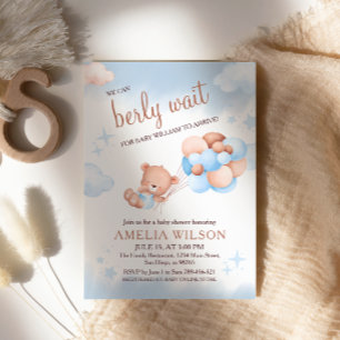 Convites Nós Mal Podemos Esperar Teddy Bear Balões Pastel B
