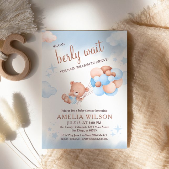 Convites Nós Mal Podemos Esperar Teddy Bear Balões Pastel B (Criador carregado)