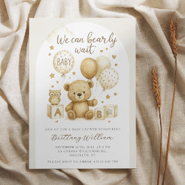 Convites Nós Mal Podemos Esperar Teddy Bear Chá de Bebê 