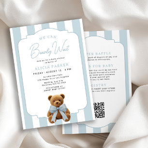 Convites Nós mal podemos esperar urso de pelúcia azul tudo
