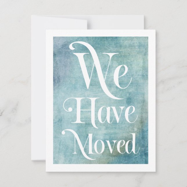 Convites Nós Mudamos Tipografia Distressed Card Teal (Frente)