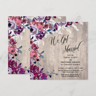 Convites Nós Nos Casamos Caligrafia Floral Madeira Pálida L