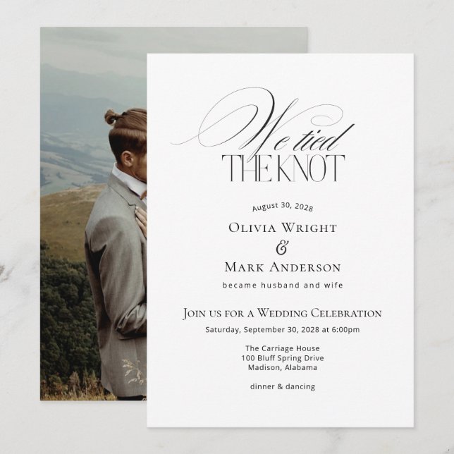 Convites Nós nos casamos com Recepção de Casamento com Foto (Frente/Verso)