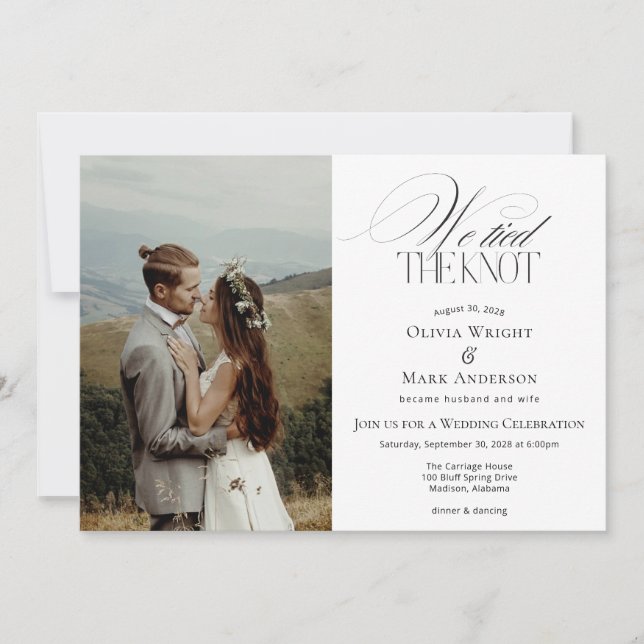 Convites Nós nos casamos com Recepção de Casamento com Foto (Frente)