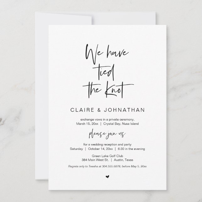 Convites Nós nos casamos, Preto, Casamento Furtivo (Frente)