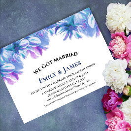 Convites Nós Nos Casamos Recepção de Casamento Floral Azul