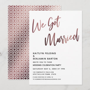 Convites Nós nos Casamos Recepção de Casamento Rose Gold