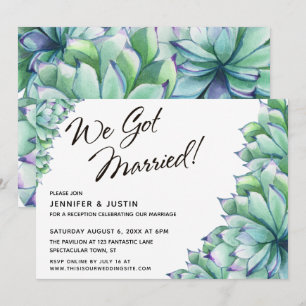 Convites Nós Nos Casamos Roteiro com Suculentas Aquarela