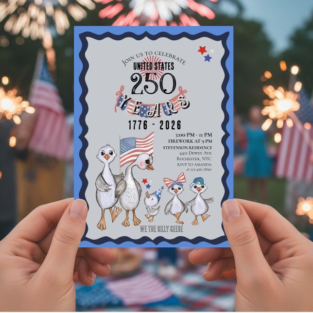 Convites Nós, os Gansos Bobos, 250º Celebração Divertida (We The Silly Geese 250th Funny Celebration Invitation)