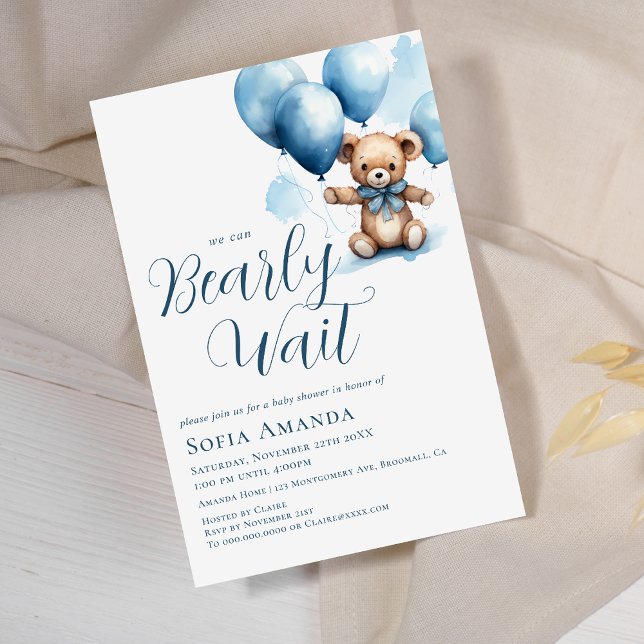 Convites Nós Podemos Esperar Chá de fraldas De Balão Do Urs (Criador carregado)