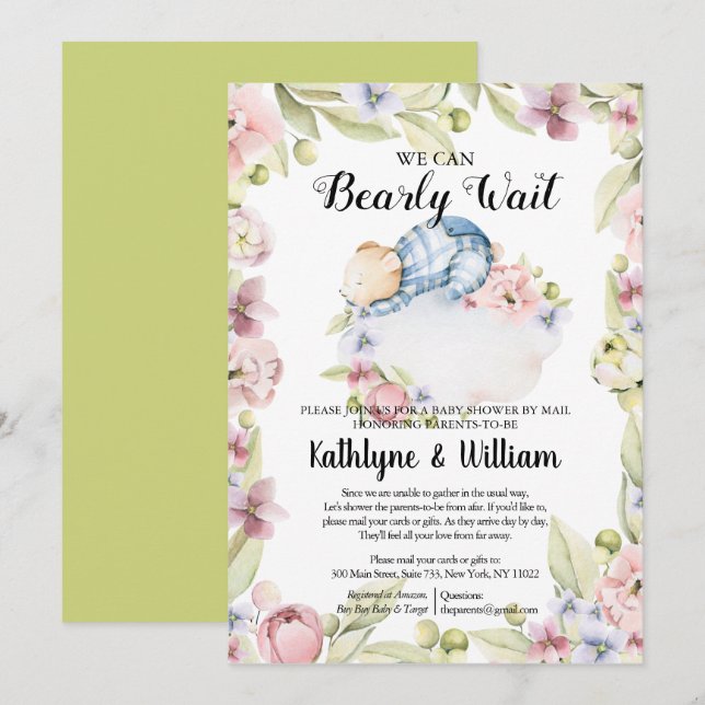 Convites Nós podemos esperar que o garoto ouça Chá de frald (Frente/Verso)