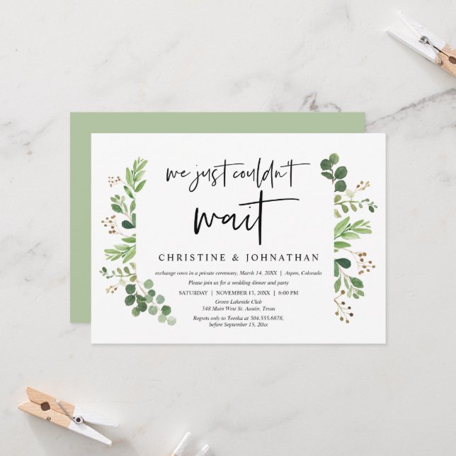 Convites Nós simplesmente não pudemos esperar, Casamento às (Frente/Verso In Situ)