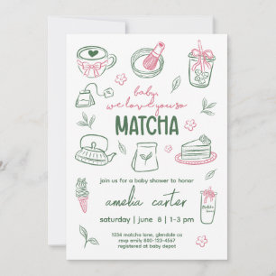 Convites Nós Te Amamos Tanto Matcha Chá de Bebê Green Tea R