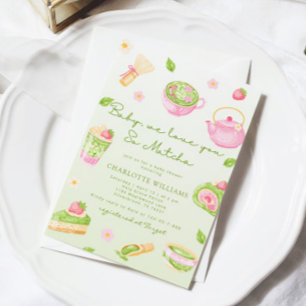 Convites Nós Te Amamos tanto Matcha Chá de Bebê Menina