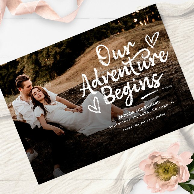 Convites Nossa Aventura Começa Foto de Save The Date de Cas (Criador carregado)