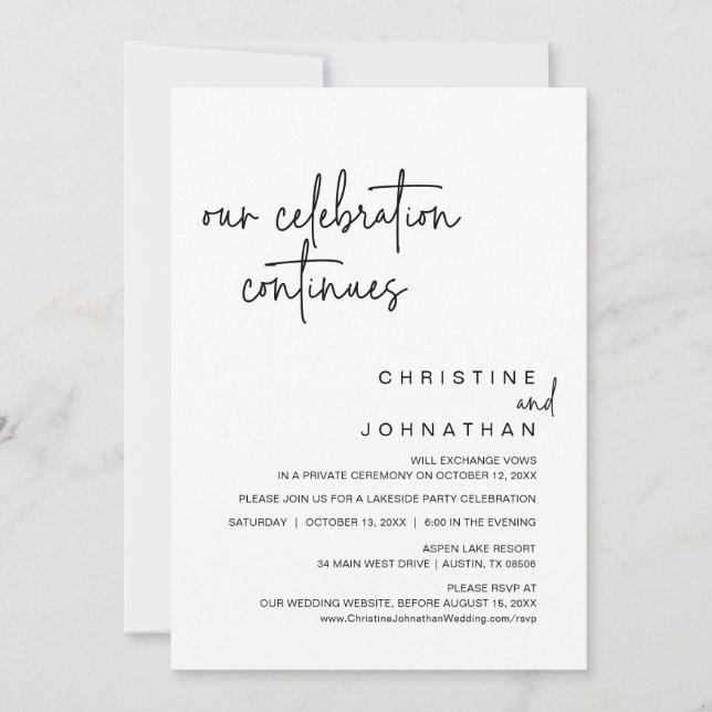 Convites Nossa Celebração Continua, Partido do Elopemento d (Frente)