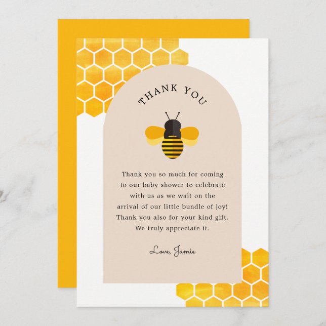 Convites Nossa Festa de Abelhas de Mel Obrigado (Frente/Verso)