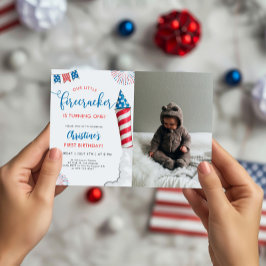 Convites Nossa Foto do primeiro aniversario do Firecracker