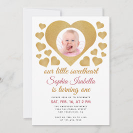 Convites Nossa Foto Dourada do Coração, Querido