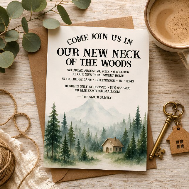 Convites Nossa Nova Região | Festa de Inauguração (✨ Charming Woodland Housewarming Party Invitation – Rustic New Address Celebration Card)