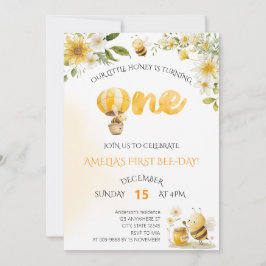 Convites Nossa Pequena Abelha 1º Aniversário Floral de Abel