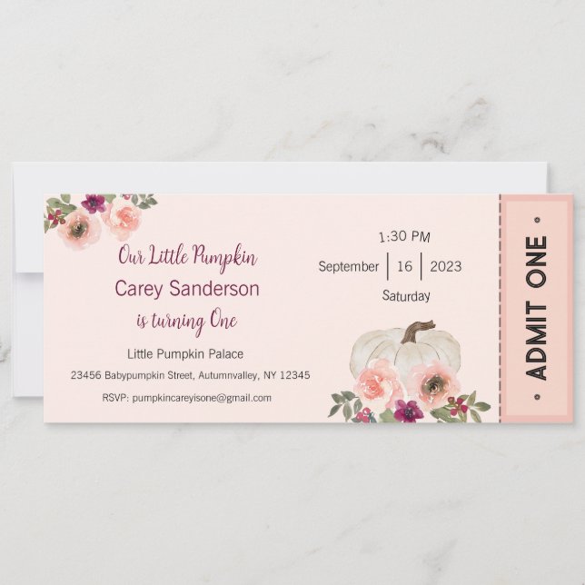 Convites Nossa Pequena Abóbora é um Convite, primeiro anive (Frente)