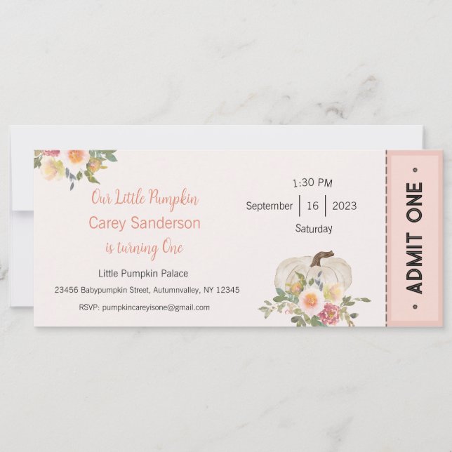 Convites Nossa Pequena Abóbora é um Convite, primeiro anive (Frente)