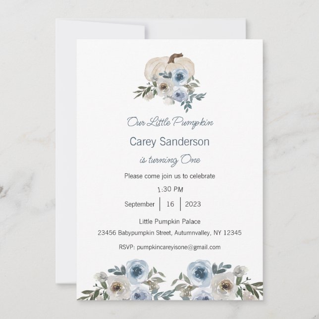 Convites Nossa Pequena Abóbora é um Convite, primeiro anive (Frente)