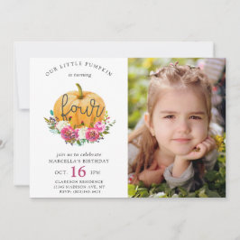 Convites Nossa Pequena Abóbora Floral 4º Aniversário
