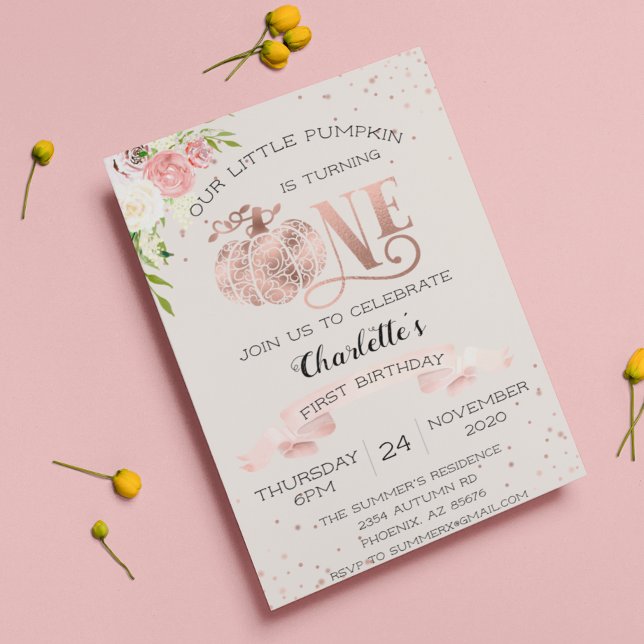 Convites Nossa Pequena Abóbora Virando Uma rua Primeiro Ani (Criador carregado)