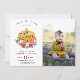 Convites Nossa Pequena aniversário de 3 anos Floral De Abób