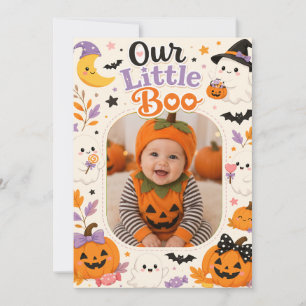 Convites Nossa Pequena Boo Foto Personalizada de Halloween