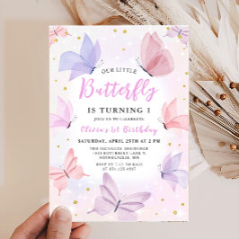 Convites Nossa Pequena Borboleta Rosa Meninas Rosa Aniversá
