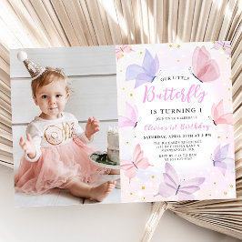 Convites Nossa Pequena Borboleta Rosa Meninas Rosa Foto de 